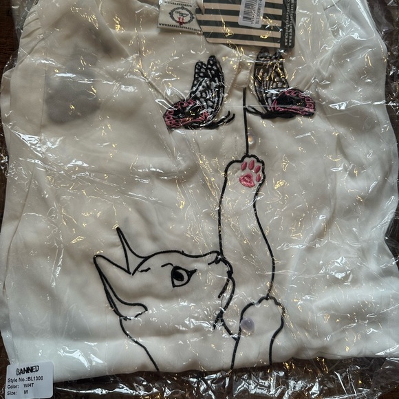 Snow Bird Cat & Butterfly Top by Banned Retro - Picture 12 of 13